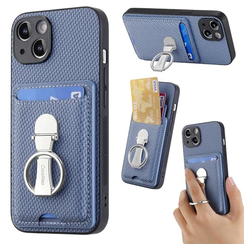 ZUOBNBP Leder Hülle für iPhone 14 Max Handyhülle Mikrofaser Silikon Brieftasche Schutzhülle Ring-Ständer Kreditkartenhalter Modische Tasche Kompatibel mit iPhone 14 Max Case (Blau) von ZUOBNBP