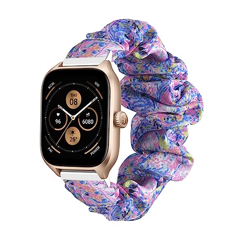 Scrunchie Elastisches Armband für Amazfit GTS 4/GTS 4 mini/GTS 3, Scrunchie Armband Elastic Watch Band Damen Mädchen bedrucktes Stoffarmband Kompatibel mit Amazfit GTS 2/GTS 2e/GTS 2 mini/GTS (A) von ZUREGO