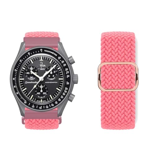 ZUREGO Armband für Omega Swatch Watchband Armband, Geflochtenes Nylon Stoff Solo Loop Band für Damen Herren, Verstellbares Ersatzarmband Kompatibel mit Omega Swatch MoonSwatch (25) von ZUREGO
