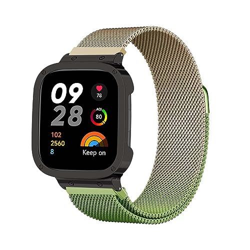 ZUREGO Gradient Armband Kompatibel mit Xiaomi Redmi Watch 3 Armband, Xiaomi Redmi Watch 3 Armband Gradient Metal Mesh Edelstahl Damen Herren Armband mit Gradient Magnet für Xiaomi Redmi Watch 3 (9) von ZUREGO