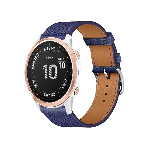 ZUREGO Leder Armband für Garmin Fenix 7S Sapphire Solar/Fenix 7S Solar Armbänder, Echtleder Schlank Ersatzarmband mit Edelstahl-Verschluss Kompatibel mit Fenix 7S Sapphire Solar/Fenix 7S Solar (19) von ZUREGO