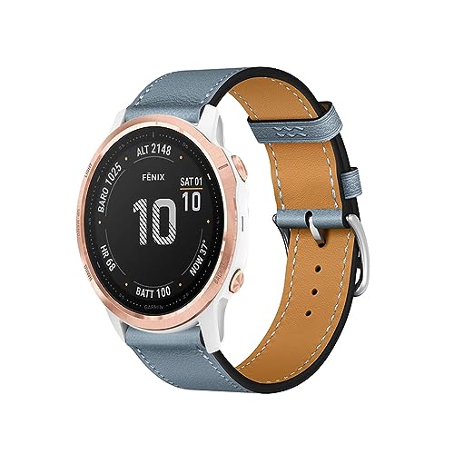 ZUREGO Leder Armband für Garmin Fenix 7S Sapphire Solar/Fenix 7S Solar Armbänder, Echtleder Schlank Ersatzarmband mit Edelstahl-Verschluss Kompatibel mit Fenix 7S Sapphire Solar/Fenix 7S Solar (24) von ZUREGO