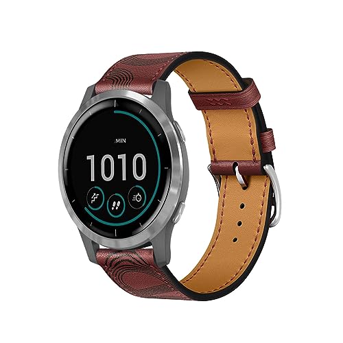 ZUREGO Leder Armband für Garmin Venu/Venu 2 Plus Armbänder, Echtleder Schlank Ersatzarmband mit Edelstahl-Verschluss Kompatibel mit Armbänder Garmin Venu/Venu 2 Plus (14) von ZUREGO
