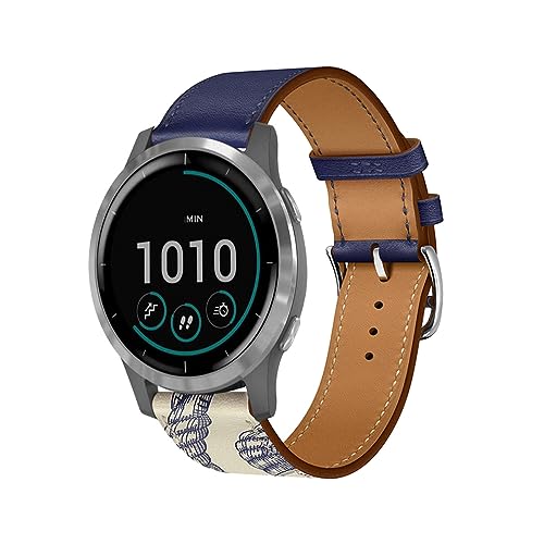 ZUREGO Leder Armband für Garmin Venu 2/Vivoactive 4 Armbänder, Echtleder Schlank Ersatzarmband mit Edelstahl-Verschluss Kompatibel mit Armbänder Garmin Venu 2/Vivoactive 4 (21) von ZUREGO