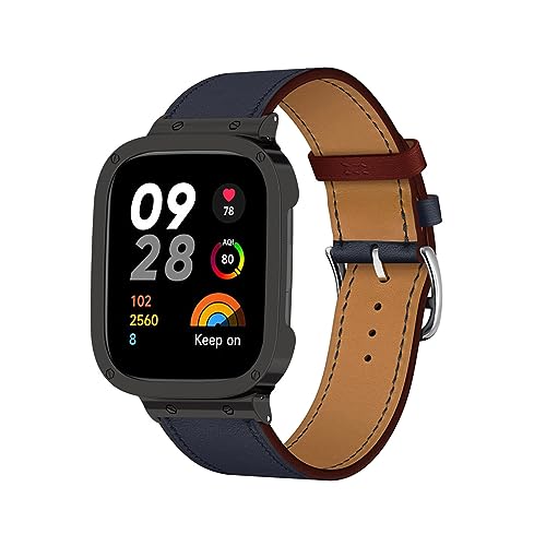 ZUREGO Leder Armband für Xiaomi Redmi Watch 3 Armbänder, Echtleder Schlank Ersatzarmband mit Edelstahl-Verschluss Kompatibel mit Armbänder Xiaomi Redmi Watch 3 (16) von ZUREGO