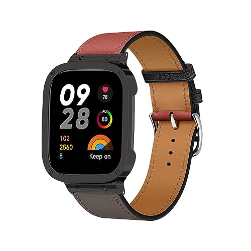 ZUREGO Leder Armband für Xiaomi Redmi Watch 3 Armbänder, Echtleder Schlank Ersatzarmband mit Edelstahl-Verschluss Kompatibel mit Armbänder Xiaomi Redmi Watch 3 (8) von ZUREGO