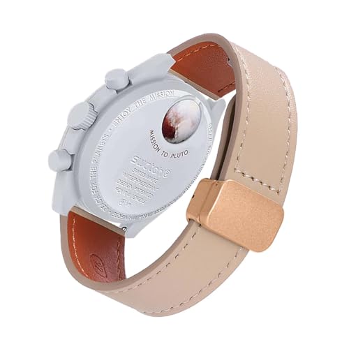 ZUREGO Lederarmband für Omega Swatch Watchband Armband, Magnetische Leder Ersatzarmband, Magnetische Mehrfache Farben Slim Leather Ersatzband Kompatibel mit Armband Omega Swatch Watchband (G) von ZUREGO