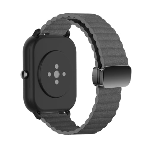 ZUREGO Magnetische Leder Armband für Amazfit Bip 5, Echtleder Schlank Ersatzarmband Magnetische Schließe Entworfen Kompatibel mit Armbänder Amazfit Bip 5 (H) von ZUREGO