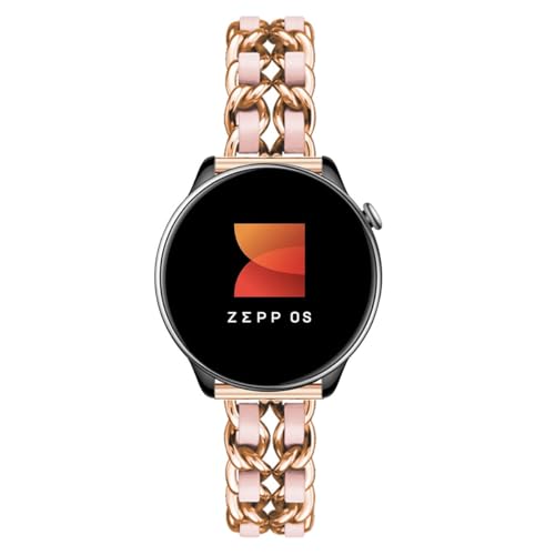 ZUREGO Metallarmband Mit Leder für Amazfit GTR Mini/42mm, Damen Edelstahl Gliederarmband Ersatz Kompatibel Mit Amazfit GTR Mini/42mm (D) von ZUREGO