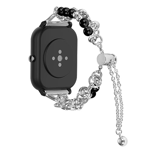 ZUREGO Perlenarmband Armband für Amazfit GTS 4/GTS 4 Mini/GTS 3 Armband, Metall Edelstahl Band mit Perlen Strass Uhrenarmband Ersatz Kompatibel mit Amazfit GTS 4/GTS 4 Mini/GTS 3 (D) von ZUREGO