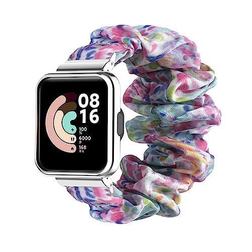 ZUREGO Scrunchie Elastisches Armband für Xiaomi Redmi Watch 2 Lite Armband, Scrunchie Armband Elastic Watch Band Damen Mädchen bedrucktes Stoffarmband Kompatibel mit Xiaomi Redmi Watch 2 Lite (H) von ZUREGO