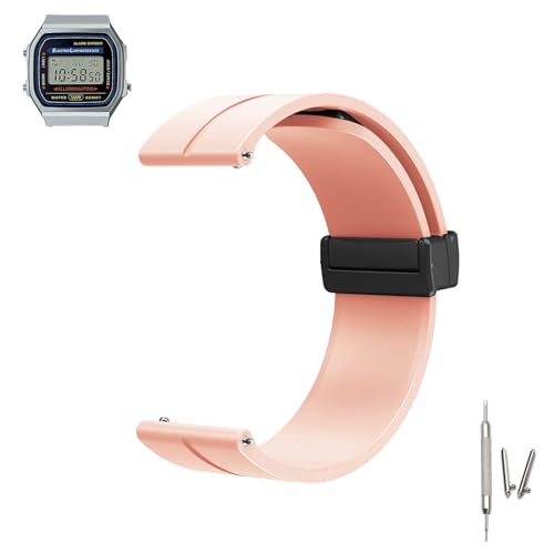 ZUREGO Sport Armband für Casio F-91W/F-91WG/F-94WA/F-105W/F-106W/F-91WS Armband, Weiche Silikon Armbänder Ersatzband mit Magnet Kompatibel mit Casio F-91W/F-91WG/F-94WA/F-105W/F-106W/F-91WS (I) von ZUREGO
