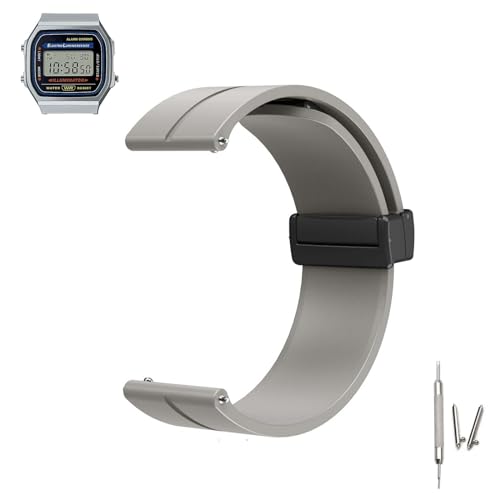 ZUREGO Sport Armband für Casio F-91W/F-91WG/F-94WA/F-105W/F-106W/F-91WS Armband, Weiche Silikon Armbänder Ersatzband mit Magnet Kompatibel mit Casio F-91W/F-91WG/F-94WA/F-105W/F-106W/F-91WS (O) von ZUREGO