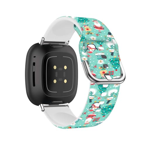 ZUREGO Weihnachten Armband für Fitbit Versa 3/Versa 4/Sense/Sense 2 Armband, Weihnachten Weiche Silikon Armbänder Sport Ersatzband Kompatible für Fitbit Versa 3/Versa 4/Sense/Sense 2 Armband (G) von ZUREGO