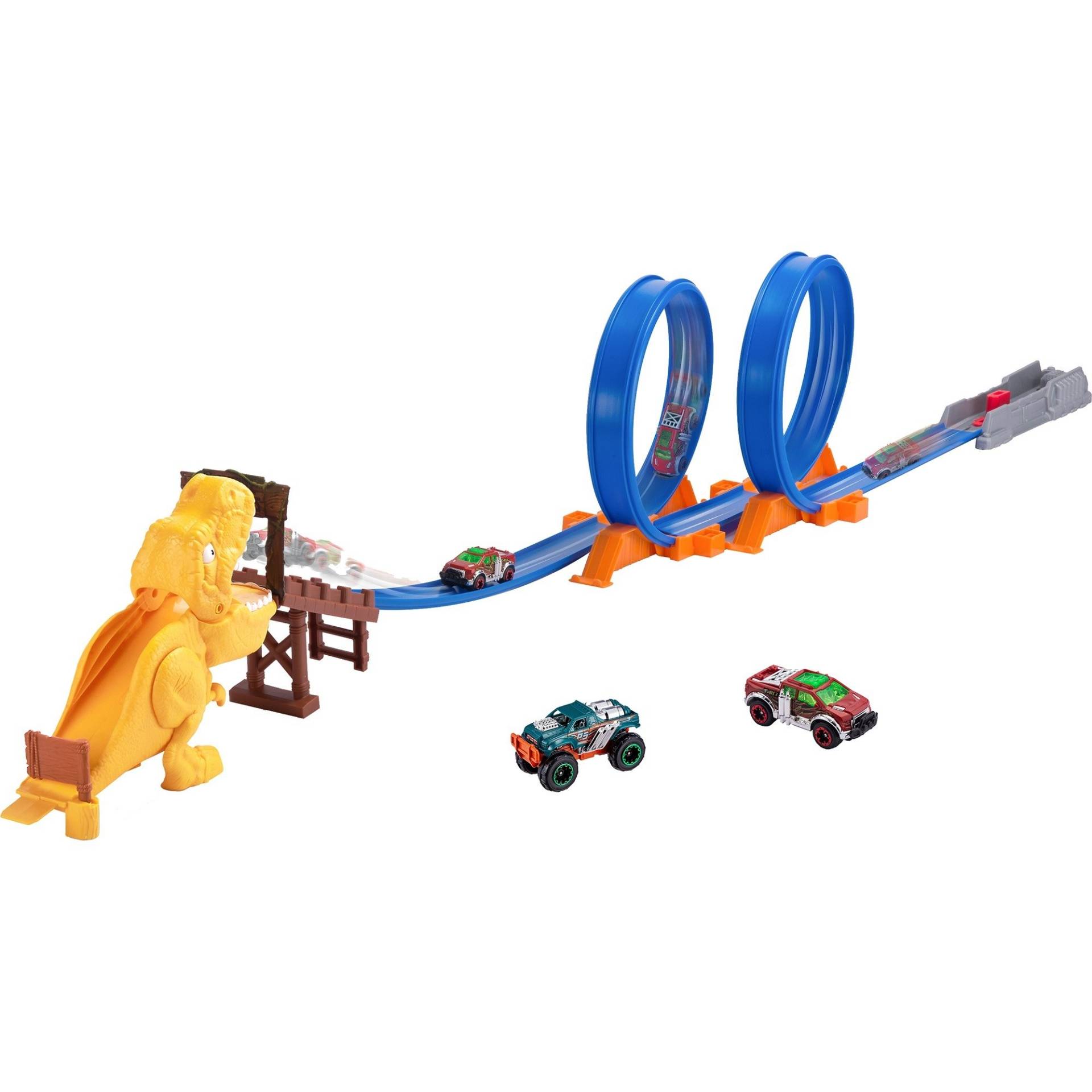 Metal Machines - Spielset T-Rex Angriff Rennbahn mit Looping + Auto Metal Machines - Spielset T-Rex Angriff Rennbahn mit Looping + Auto von ZURU