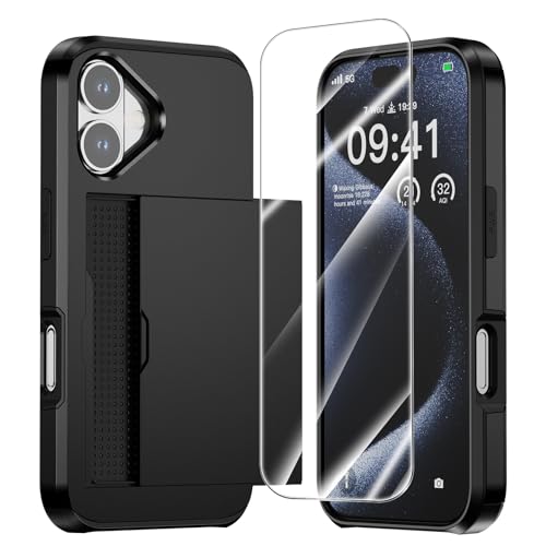 ZUSLAB Card Holder Slot Case Compatible with iPhone 16 6.1 Inch 2024, Phone Wallet Case with 1 Tempered Glass Screen Protector, Shockproof Rubber & PC Bumper Cover for Women Men Schwarz ZUSLAB Card Holder Slot Case Compatible with iPhone 16 6.1 Inch 2024, Phone Wallet Case with 1 Tempered Glass Screen Protector, Shockproof Rubber & PC Bumper Cover for Women Men Schwarz von ZUSLAB