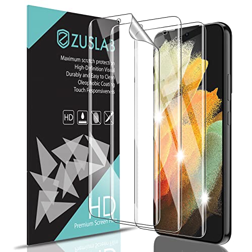 ZUSLAB Kompatibel mit TPU Display Schutz Samsung Galaxy S22 + 6.6'', 【3 Pack】 【Fingerabdruck Sensor】 【Hüllenfreundlich】 【Blasenfrei】 Kratzfeste Abdeckung Flexible TPU Bildschirm Folie, Klar von ZUSLAB