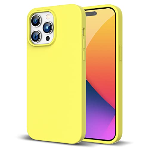 ZUSLAB Real weiche silikonhülle Kompatibel mit Apple iPhone 14 Pro Max, Liquid Silicone Anti-Scratch Gel Rubber Stoßfest Schutz - Gelb von ZUSLAB