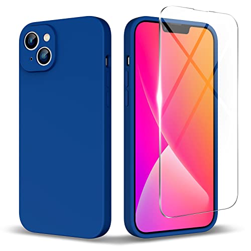 ZUSLAB Silikon-Handyhülle kompatibel mit Apple iPhone 14, mit 1 Displayschutzfolie, Flüssigsilikon-Gel-Gummi-Abdeckung mit Kameraobjektiv, Ganzkörperschutz, Kobaltblau von ZUSLAB