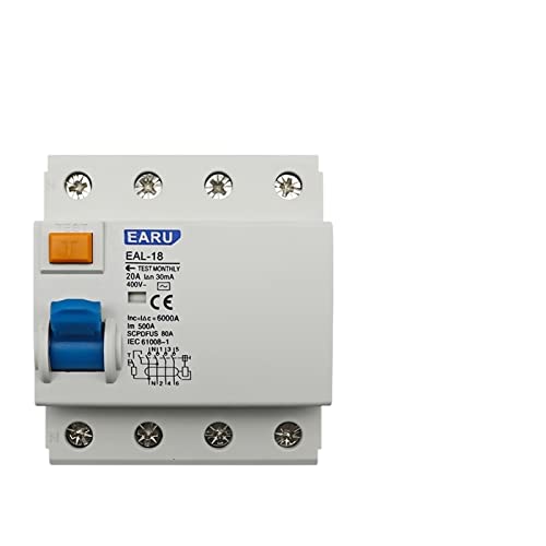 4P 32A 10/30/100/300mA AC RCCB ELCB Elektromagnetischer Fehlerstromschutzschalter Differentialschalter Sicherheitsschalter (Color : 10a, Size : 4P 10mA) von ZUXSHMTR