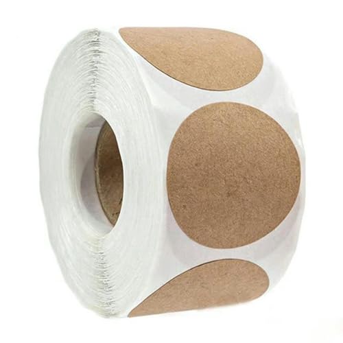 100/500 Stück Kraftpapier-Aufkleber, runde leere Etiketten für handgefertigte Geschenkanhänger aus Papier zum Selbermachen, 2,5 cm, 100 Stück von ZUYCML