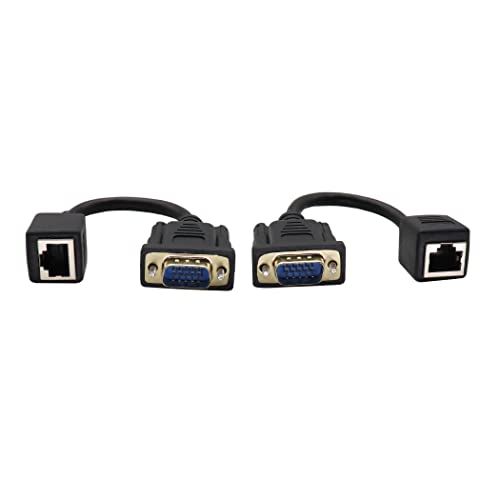 ZUYOOK VGA-Extender-Netzwerkadapter, VGA auf RJ45-Kabel, Cat5/6 Ethernet-LAN-Konsole für Multimedia-Video und erweiterte Entfernung von VGA-Geräten (15 cm, 2er-Pack) von ZUYOOK