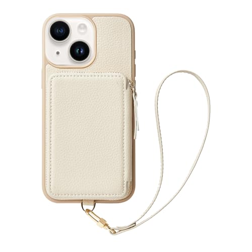 ZVE Wallet Case Kompatibel mit iPhone 13 6.1 Zoll, Zipper Case mit RFID Kreditkartenfach Schlitz Handgelenkschlaufe Handtasche Schutzhülle Leder Cover Kompatibel mit iPhone 13 6.1 Zoll 5G (2021),Beige ZVE Wallet Case Kompatibel mit iPhone 13 6.1 Zoll, Zipper Case mit RFID Kreditkartenfach Schlitz Handgelenkschlaufe Handtasche Schutzhülle Leder Cover Kompatibel mit iPhone 13 6.1 Zoll 5G (2021),Beige von ZVE