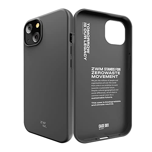 ZWM Handyhülle iPhone 13 Mini, iPhone 12 Mini, Umweltfreundliche Handyhülle, Dünn und Schützend, 100% Pflanzliches Material, Kompostierbar und Biologisch abbaubar Inky Black Design von ZWM