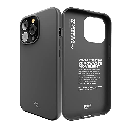 ZWM Handyhülle iPhone 13 Pro, Umweltfreundliche Handyhülle, Dünn und Schützend, 100% Pflanzliches Material, Kompostierbar und Biologisch abbaubar Inky Black Design von ZWM