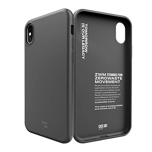ZWM Handyhülle iPhone X, iPhone XS, Umweltfreundliche Handyhülle, Dünn und Schützend, 100% Pflanzliches Material, Kompostierbar und Biologisch abbaubar Inky Black Design von ZWM