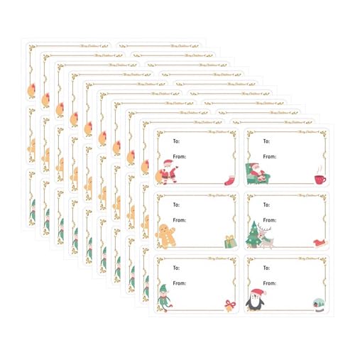 10 Stück selbstklebende Etikettier-Aufkleber Tagging Feiertagsetiketten zu und von Weihnachtsgeschenk-Aufkleber von ZWTPGKRD