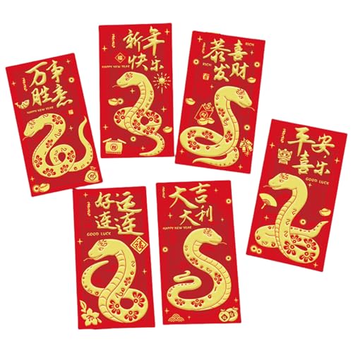 6 Stück Goldfolie Neujahrs-Geldpakete Cartoon 2025 Schlangen-Themed Rötungen Umschläge Chinesisches Frühlingsfest Hongbao 6 Stück Goldfolie Neujahrs-Geldpakete Cartoon 2025 Schlangen-Themed Rötungen Umschläge Chinesisches Frühlingsfest Hongbao von ZWTPGKRD