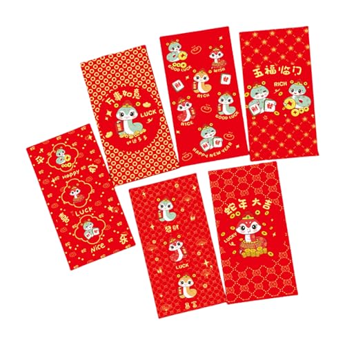 6 Stück Goldfolie Neujahrs-Geldpakete Cartoon 2025 Schlangen-Themed Rötungen Umschläge Chinesisches Frühlingsfest Hongbao 6 Stück Goldfolie Neujahrs-Geldpakete Cartoon 2025 Schlangen-Themed Rötungen Umschläge Chinesisches Frühlingsfest Hongbao von ZWTPGKRD