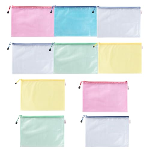 Dokumententasche mit Reißverschluss, 34 x 24 cm, PVC, wasserabweisend, für Büro, Schule, 10 Stück von ZWTPGKRD
