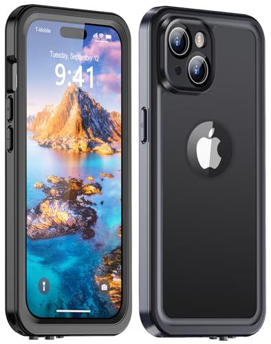 ZWWADR Schutzhülle für iPhone 15, wasserdicht, integrierter Displayschutz [IP68 Unterwasser], Militärstoßfest, staubdicht, 360° Ganzkörper-Schutzhülle für iPhone 15, 15,5 cm (6,1 Zoll), Schwarz von ZWWADR