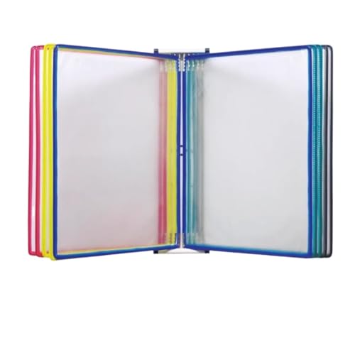 8 Farben erhältlich – A4 bunte Spindeln Wandmontiertes Flip-Ordnerdisplay – ohne Lochung/Locher Doppelmontage | Vertikal/Horizontal | Transparente mattierte Seiten (5 Seiten/10 Seiten) Fabrik Schule B von ZXCFGH