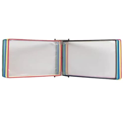 8 Farben erhältlich – A4 bunte Spindeln Wandmontiertes Flip-Ordnerdisplay – ohne Lochung/Locher Doppelmontage | Vertikal/Horizontal | Transparente mattierte Seiten (5 Seiten/10 Seiten) Fabrik Schule B von ZXCFGH