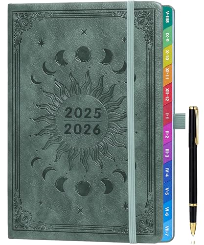 Kalender 2025 2026, A5(21,5 x 15.5cm) Wochenplaner & Terminplaner mit Monatsübersicht, Aug 2025 - Jul 2026, Schulplaner 25/26, Farbig Gedruckte Innenseiten, mit Innentasche & Stift - Grau von ZXHQ
