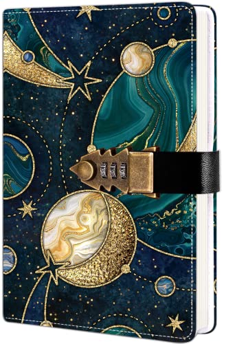 Tagebuch mit Schloss für Mädchen und Frauen, geheimes Schloss-Tagebuch mit exquisitem Musterdesign, nachfüllbares Notizbuch aus Kunstleder, Größe A5 (21 x 15 cm) von ZXHQ