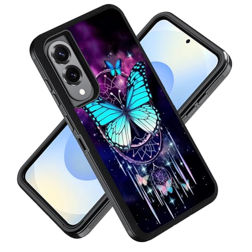 ZXHSBROK Schutzhülle für Samsung Galaxy S25 Edge 5G 17 cm (6,7 Zoll) 2025, Militärqualität, strapazierfähig, 3-lagig, stoßfest, Fallschutz, Motiv: Traumfänger und Schmetterlinge von ZXHSBROK