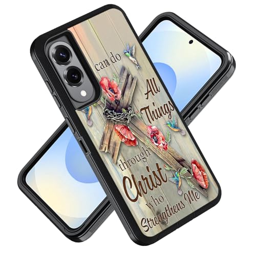 ZXHSBROK Schutzhülle für Samsung Galaxy S25 Edge 5G 17 cm (6,7 Zoll) 2025, Militärqualität, strapazierfähig, 3-lagig, stoßfest, Motiv: Kolibri, Kreuz von ZXHSBROK