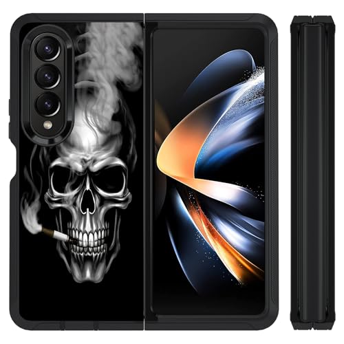ZXHSBROK Schutzhülle für Samsung Galaxy Z Fold 4, strapazierfähig, doppellagig, stoßfest, staubdicht, faltbar, stilvolle Schutzhülle für Samsung Galaxy Z Fold 4 5G (2022), Totenkopfmotiv von ZXHSBROK