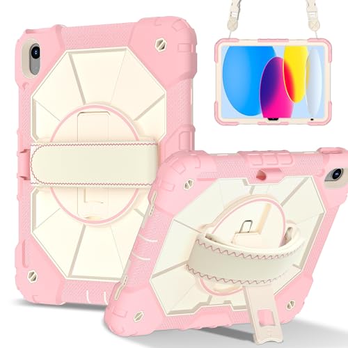 ZXHYliang Schutzhülle kompatibel mit iPad (A16) 11th Gen 11 Zoll 2025, iPad 10th Gen 27.7 cm 2022, Heavy Duty Schutzhülle mit Ständer, Handschlaufe, Schultergurt (Roségold) von ZXHYliang
