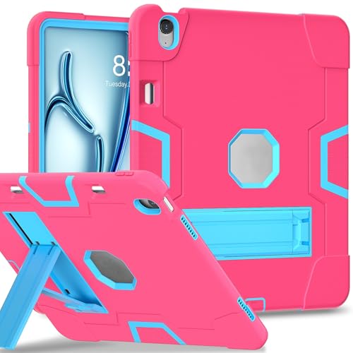 ZXHYliang Schutzhülle kompatibel mit iPad Air 13 Zoll M3/M2 (2025/2024), robuste Schutzhülle mit 3-lagiger Struktur, tragbar, Hybrid-Schutzhülle mit Ständer, Kinderabdeckung (Rosarot + Blau) von ZXHYliang