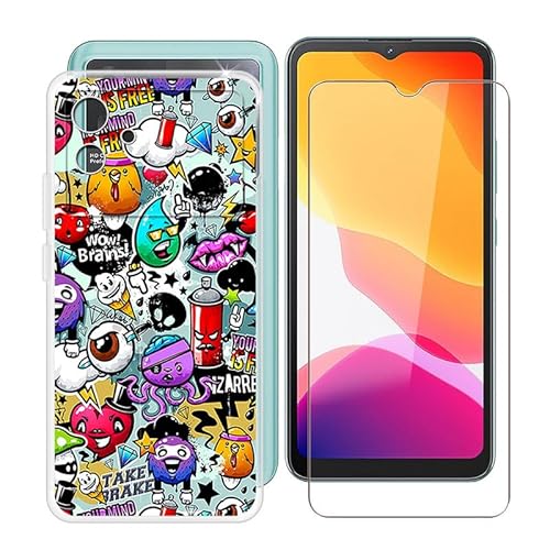ZXLZKQ Handyhülle für Cubot Note 21 (6.56 Zoll) + Gehärtetes Glas Schutzfolie, Stoßfest Silikon Schutzhülle Tasche Ultradünne weiches TPU Case Hülle für Cubot Note 21 - Graffiti von ZXLZKQ