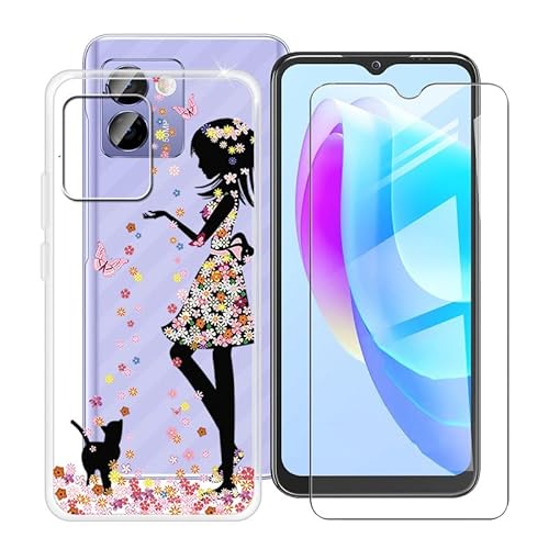 ZXLZKQ Handyhülle für Doogee N50 Pro (6.52 Zoll) + Gehärtetes Glas Schutzfolie, Stoßfest Silikon Schutzhülle Tasche Ultradünne weiches TPU Case Hülle für Doogee N50 Pro - Mädchen von ZXLZKQ