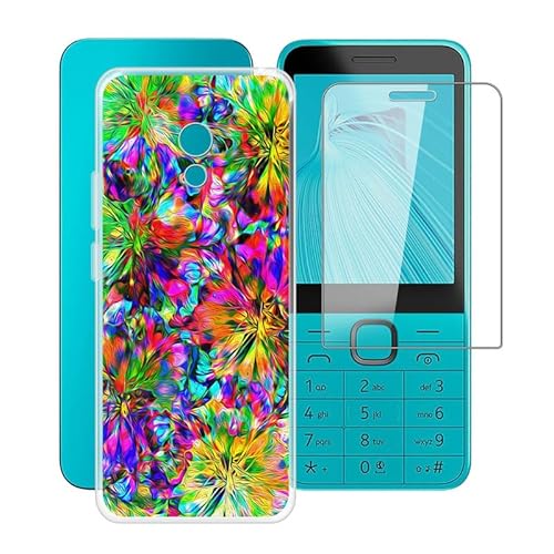 ZXLZKQ Handyhülle für Nokia 235 4G 2024 (2.80 Zoll) + Gehärtetes Glas Schutzfolie, Stoßfest Silikon Schutzhülle Tasche Ultradünne weiches TPU Case Hülle für Nokia 235 4G 2024 - Bunt von ZXLZKQ