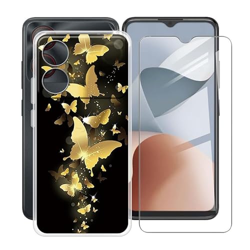 ZXLZKQ Handyhülle für ZTE Blade A34 (6.6 Zoll) + Gehärtetes Glas Schutzfolie, Stoßfest Silikon Schutzhülle Tasche Ultradünne weiches TPU Case Hülle für ZTE Blade A34 - Tanzen von ZXLZKQ