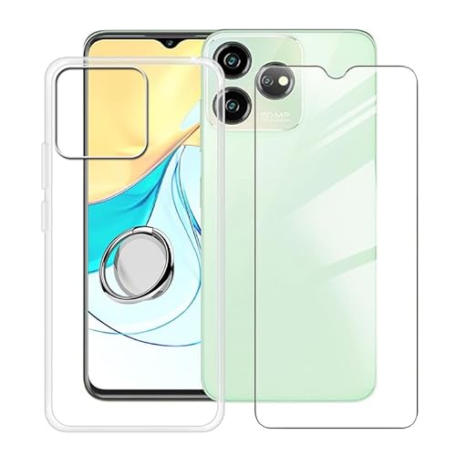 ZXLZKQ Hülle + Schutzfolie für ZTE Blade V50S (6.6 Zoll) mit 360° Rotating Magnet Ring Ständer, Transparent TPU Handyhülle Case Weich Silikon Schutzhülle Tasche für ZTE Blade V50S von ZXLZKQ