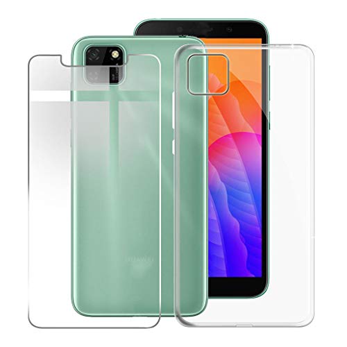 ZXLZKQ Hülle + für Panzerglas Schutzfolie für Huawei Y5P (5.45 Zoll), Transparent hülle silikon Bumper Cover TPU Case Handyhülle Und 9H Gehärtetes Glas Film - Transparent von ZXLZKQ